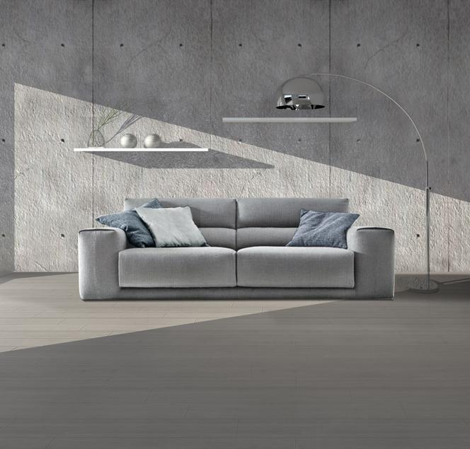 Szara, minimalistyczna sofa