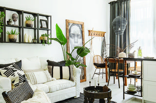 Czarno-białe wnętrze w stylu  tribal boho