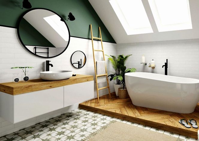 Wnętrza z podestami i podłogą na różnych poziomach