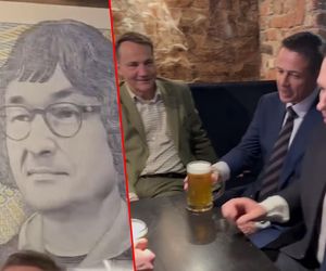 Trzaskowski, Mentzen i Sikorski poszli na piwo. Wszystkiemu przyglądał się Morawiecki jako Kopernik na ścianie