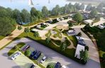 Wizualizacja parku kamperowego wraz z infrastrukturą towarzyszącą w Osłoninie