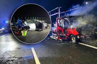 Karambol na S8 pod Wrocławiem. Jeden samochód stanął w płomieniach