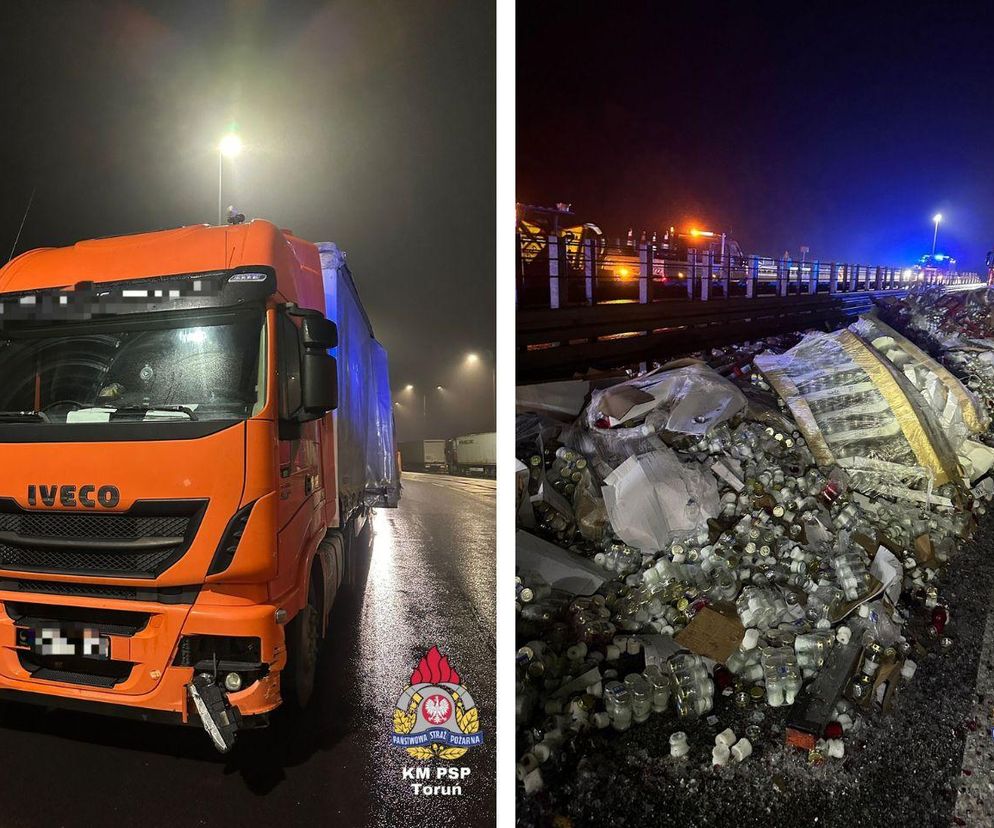 Niecodzienny wypadek w Kujawsko-Pomorskiem. Tysiące zniczy na autostradzie wywołały paraliż drogowy