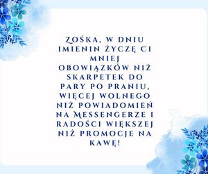 Kartka z życzeniami na imieniny Zosi