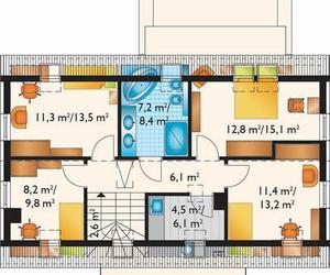 Projekt domu z poddaszem, tani w budowie - wizualizacje, rzuty