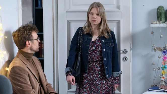 M jak miłość odc. 1882. Darek Hoffman (Mateusz Rusin), Lenka (Olga Cybińska)