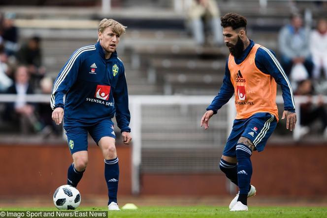 Emil Forsberg i Jimmy Durmaz podczas treningu reprezentacji Szwecji