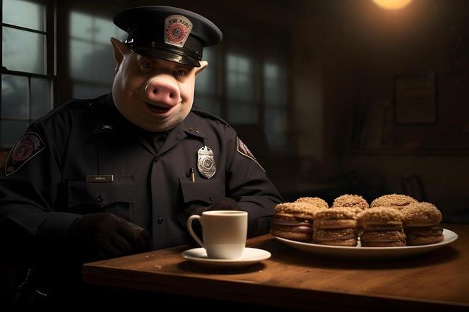 policjant świnka w przebraniu