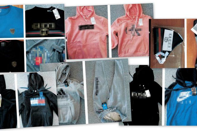 Policjanci zabezpieczyli podrobioną odzież oraz maseczki ochronne