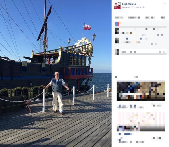 Wałęsa poczuł wakacje! Z kijkami ruszył na molo! [ZDJĘCIA]