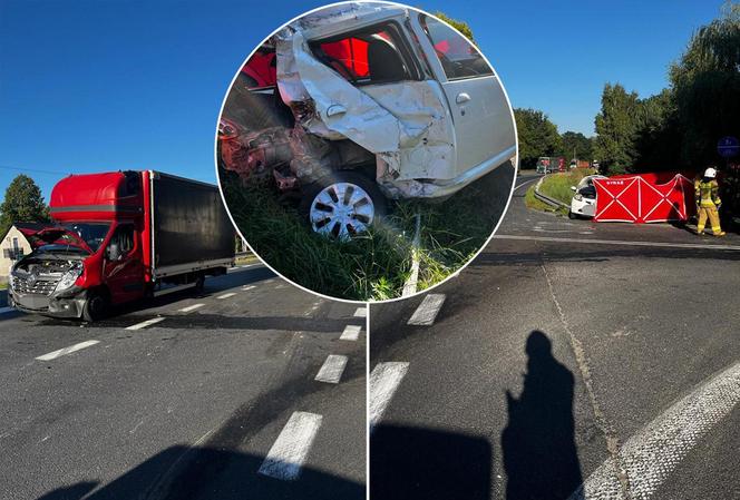 Śmiertelny wypadek pod Wieluniem! 62-latek ofiarą zderzenia trzech pojazdów [ZDJĘCIA].