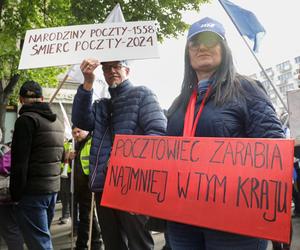 Protest pracowników Poczty Polskiej w Warszawie