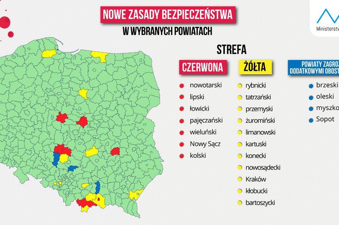  Nowe żółte i czerwone strefy w Polsce! Które miasta i powiaty trafiły na listę ministerstwa?