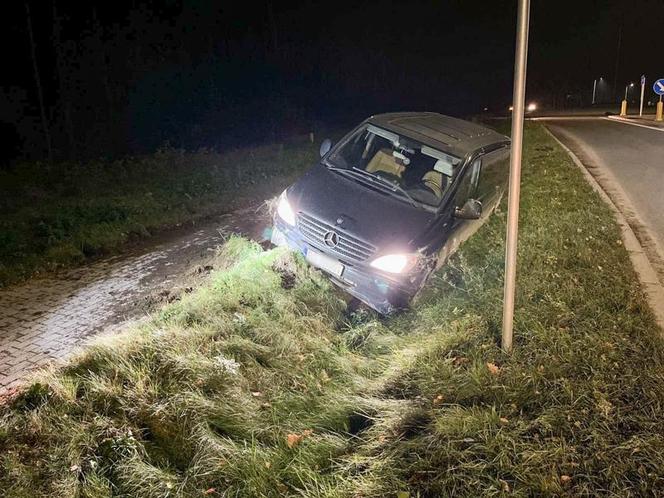 Kierowca busa ucieczkę przed strażnikami zakończył w rowie. Przewoził nielegalnych migrantów [ZDJĘCIA, WIDEO]