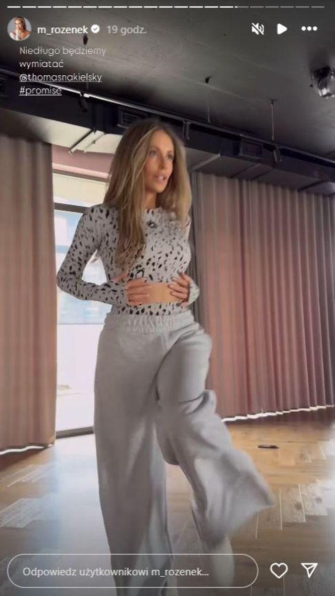 Małgorzata Rozenek-Majdan ćwiczy kocie ruchy na parkiecie. Na razie bardziej lwiątko niż pantera!