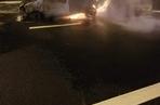Pożar samochodu na bramkach w Karwianach