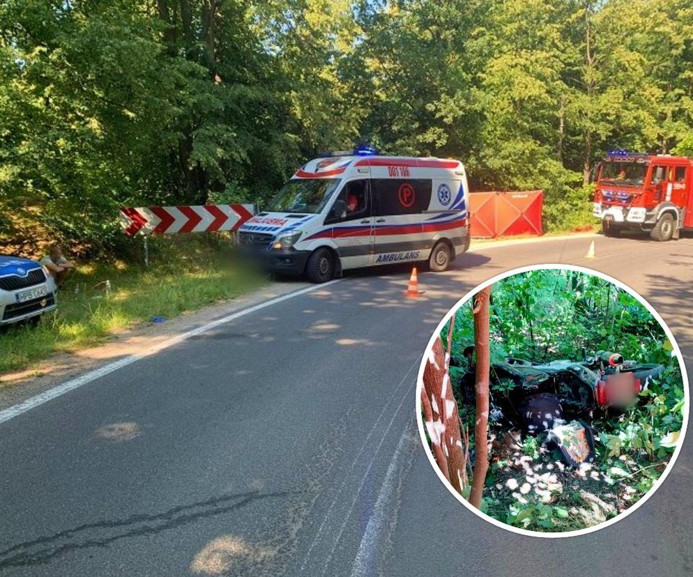 Tragiczny wypadek pod Złotym Stokiem. Motocyklista z Wrocławia roztrzaskał się na drzewie 