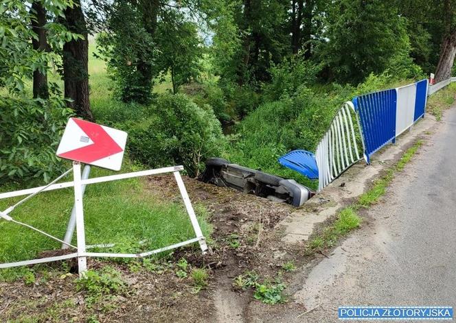 20-latek stracił panowanie nad samochodem. Staranował barierki i wpadł do rzeki 