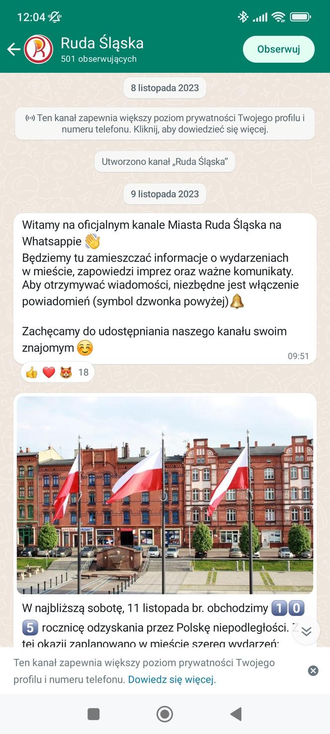 Ruda Śląska ma swój kanał na WhatsAppie