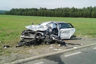 Śmiertelny wypadek pod Radomskiem. 47-latek nie miał szans w zderzeniu z ciężarówką przewożącą drewno [ZDJĘCIA]