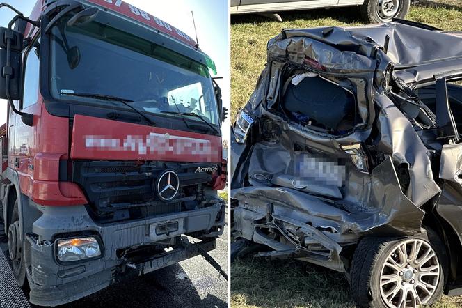 Groźny wypadek w Palmirach. Ciężarówka wbiła się w forda