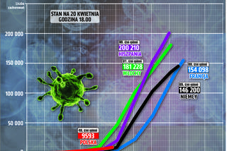 Koronawirus 20.04.2020 r, godz. 18. Zobacz aktualne wykresy i dane