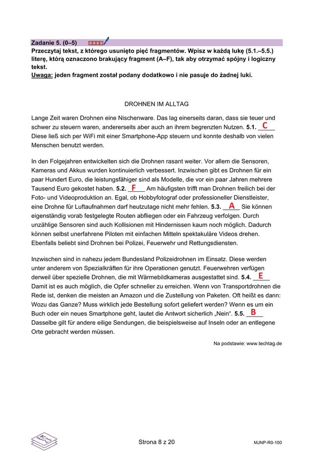 Matura 2025 niemiecki rozszerzony - odpowiedzi do arkusza CKE 13.05.2025 - Formuła 2023