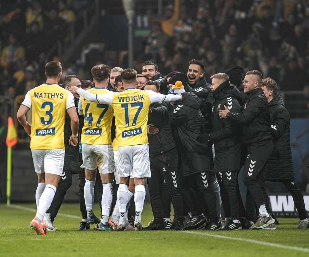 Radość piłkarzy Motoru Lublin podczas meczu z GKS Katowice