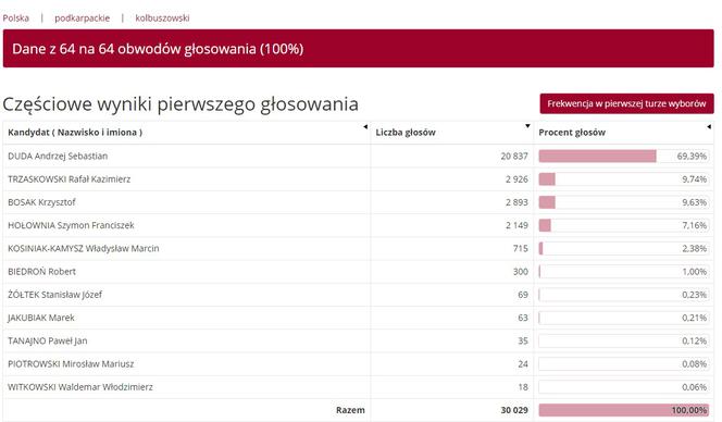 Wybory prezydenckie 2020: Jak głosowali mieszkańcy Podkarpacia