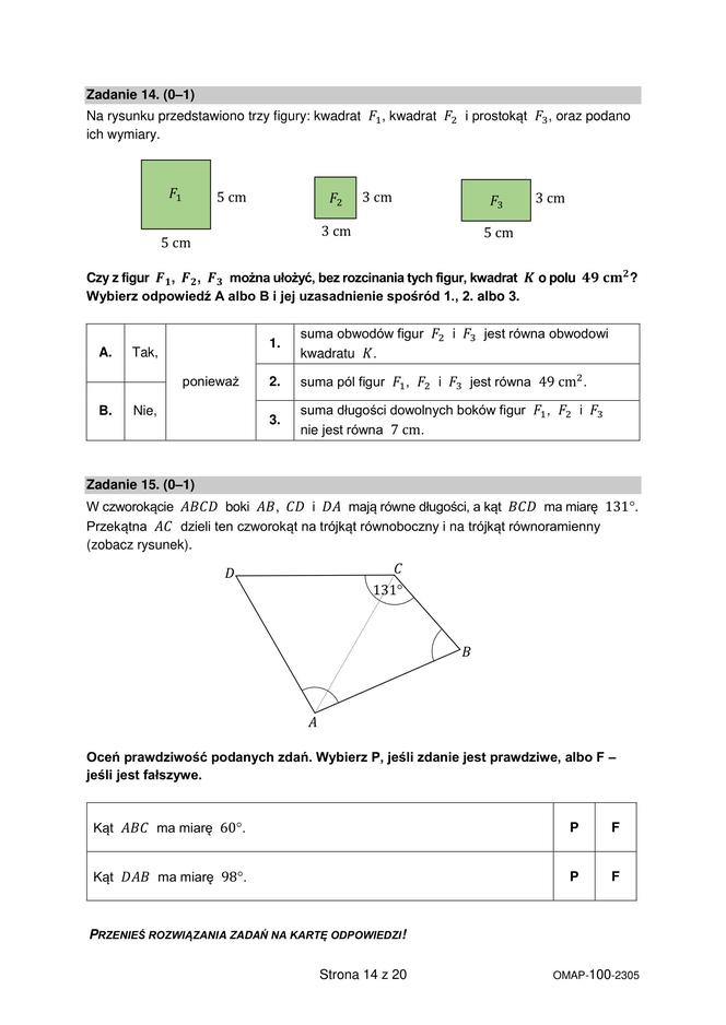 Egzamin ósmoklasisty 2023: matematyka. Zadania, arkusze CKE i odpowiedzi z matematyki [24.05.2023]