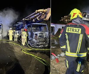 Nocny dramat pod Warszawą. Spłonęły dwie ciężarówki