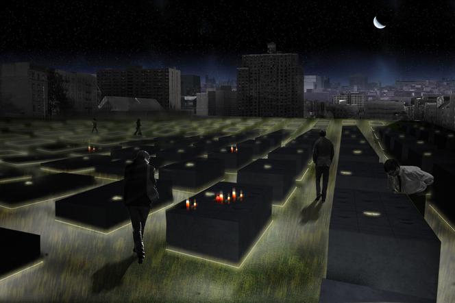 Cmentarz przyszłości według projektantów z grupy AN.ONYMUS. Biogaz powstający przy rozkładzie ciał zmarłych oświetla groby 