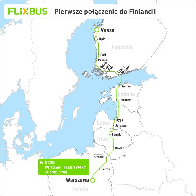 Finlandia, nowy kierunek FlixBusa z Polski