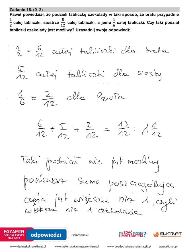 Egzamin ósmoklasisty 2021 matematyka. Arkusze CKE, pytania, odpowiedzi [26.05.2021]