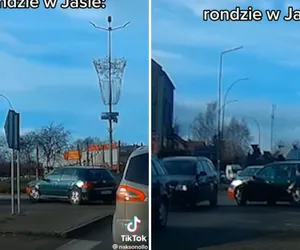 Golfem pod prąd na rondzie. Normalny dzień w Jaśle 