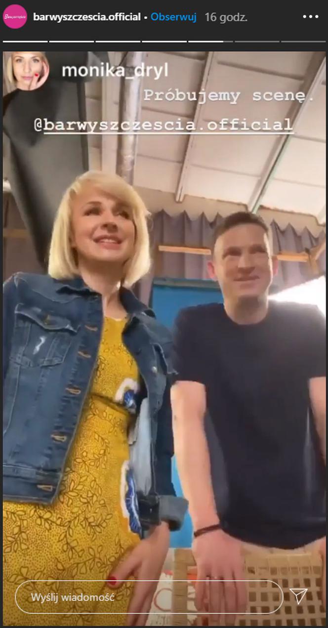 Barwy szczęścia. Alicja Umińska (Monika Dryl) i Łukasz Sadowski (Michał Rolnicki) na planie