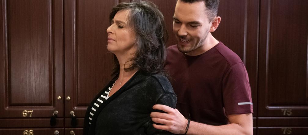 Na Wspólnej odcinek 2841. Izabela (Anna Korcz), Dawid Piotrowski (Łukasz Szczepanik)