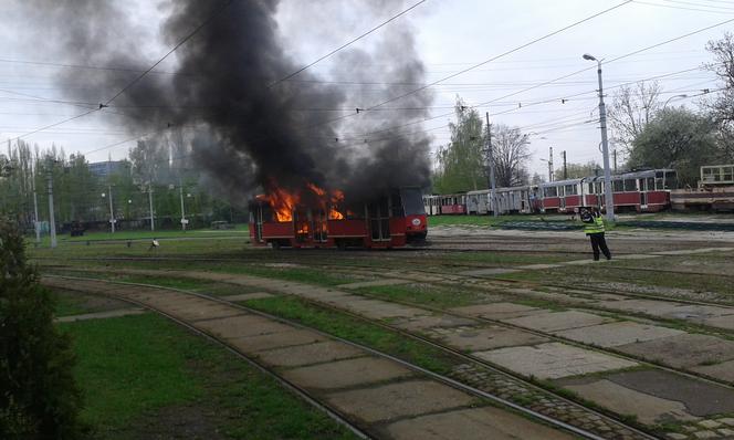 Pożar tramwaju w Chorzowie