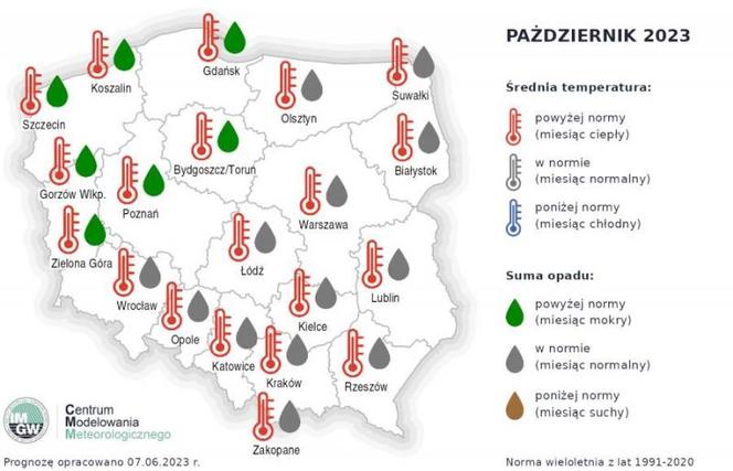Długoterminowa eksperymentalna prognoza IMGW LIPIEC - PAŹDZIERNIK 2023