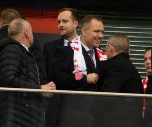 Karol Nawrocki na meczu Polska - Holandia