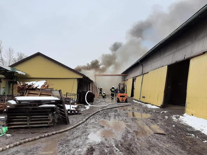 Ołpiny. Pożar w zakładzie produkcyjnym. Zagrożone były budynki mieszkalne