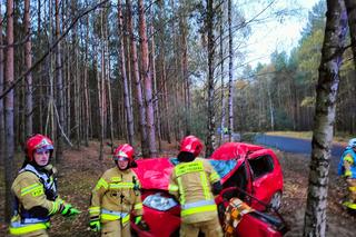 Tragiczny wypadek pod Środą Wielkopolską. Samochód wypadł z drogi i rozbił się na drzewach