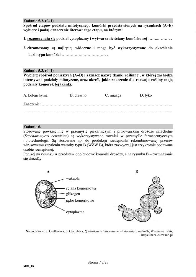 Matura próbna 2020 biologia, str.7