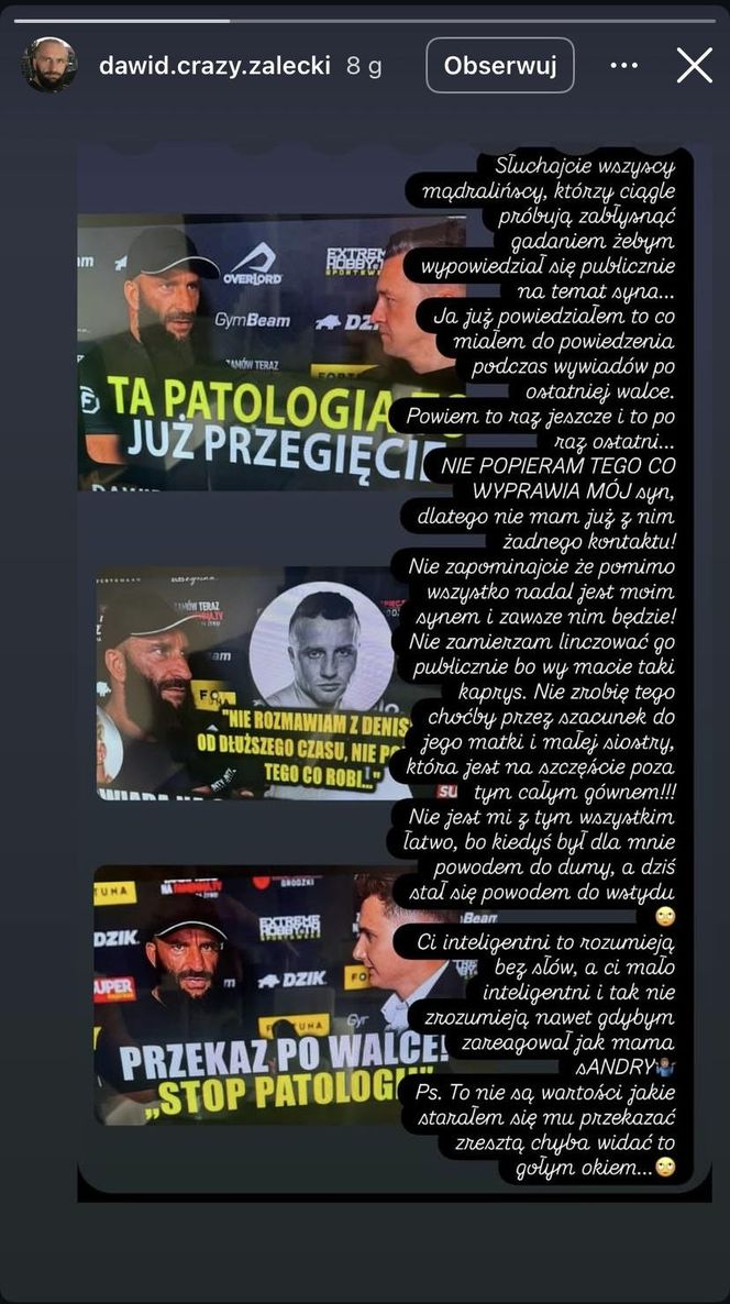 Dawid Załęcki ostro o Denisie Załęckim