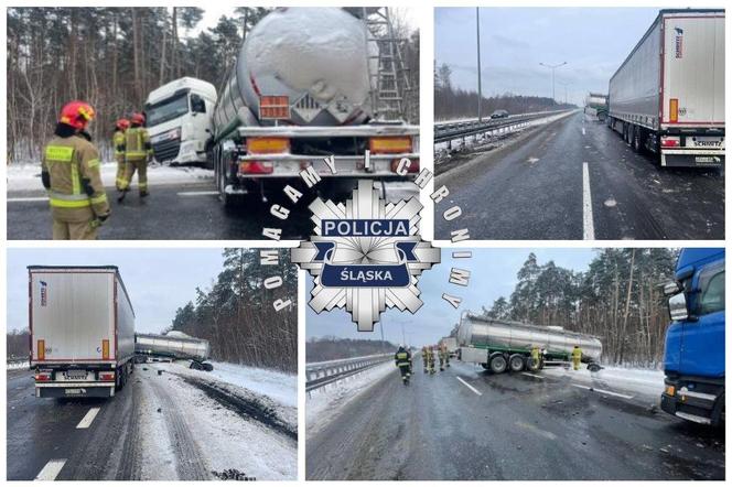 Wypadek na autostradzie A4. Trasa jest oblodzona