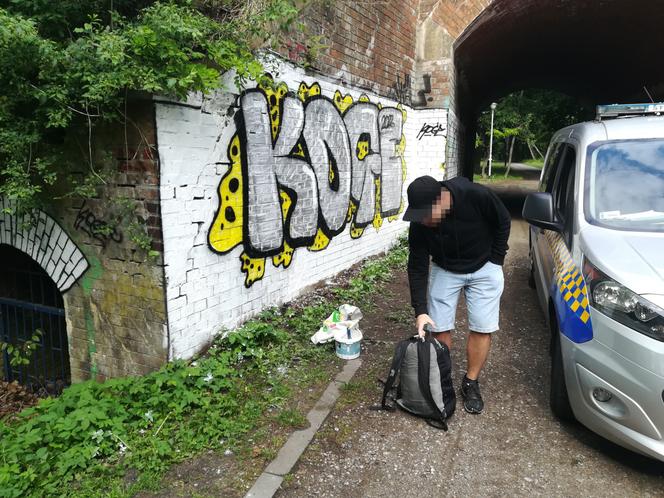 Grafficiarz malował po wiadukcie kolejowym w Bydgoszczy. Chciał upiększyć to miejsce 