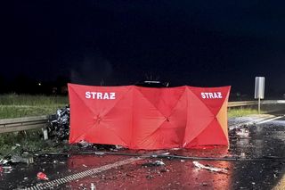 Śmiertelny wypadek pod Kutnem. 28-latek z BMW zderzył się z dwoma pojazdami [ZDJĘCIA].