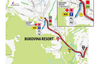 ﻿VI etap Tour de Pologne. Trasa Zakopane - Bukovia Resort. MAPA