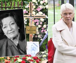 Ewa Błaszczyk cała na biało. Tak ubrała się na pogrzeb Ewy Dałkowskiej. Wyróżniała się na tle tłumu