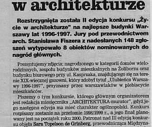 Życie w Architekturze, „Dziennik Zachodni” nr 34, 10.02.1998